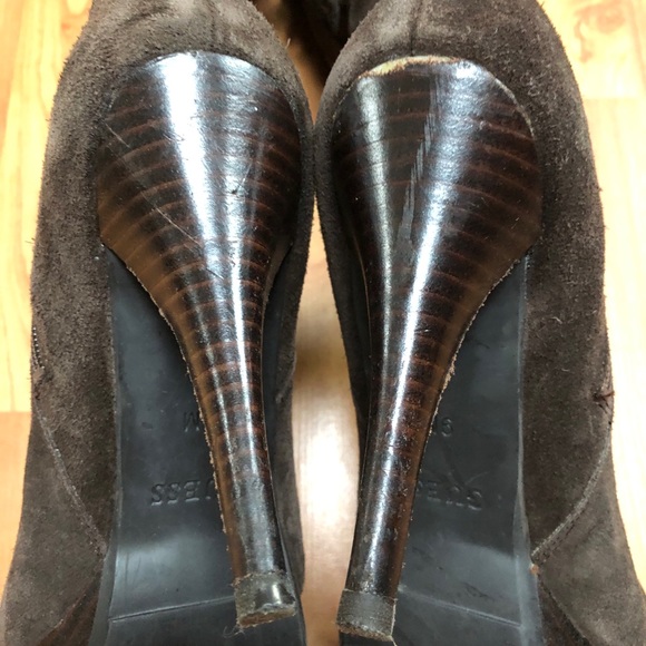 Guess Dark Brown Suede Heeled Boots - Picture 9 of 12